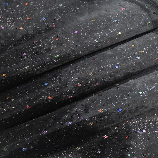 Feldman Black Hologram Star Polyester Fabric
